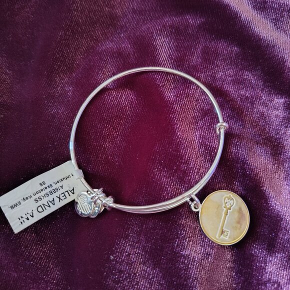 NEW Alex & Ani Skeleton Key Bangle  SILVER 792 - Picture 2 of 3